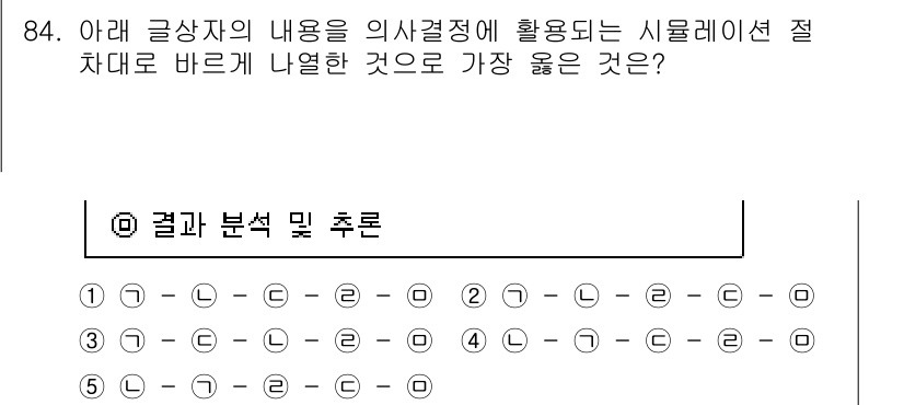 유통관리사_2급 2022년 84번 - 정답 4번은 시뮬레이션 절차를 통해 의사결정을 지원할 수 있는 방법을 제... 에 관한 핵심 기출문제