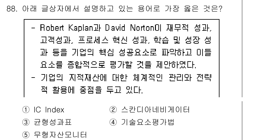 유통관리사_2급 2022년 88번 - 정답은 3번 "기술승수평가법"입니다. 이 방법은 기업의 성과를 평가하고 ... 에 관한 핵심 기출문제