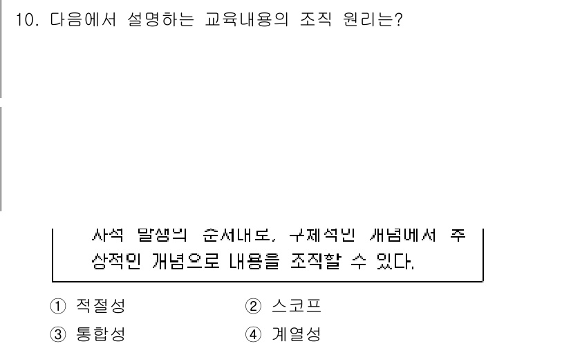 9급_지방직_공무원_교육학개론 2022년 10번 - 정답은 4번 "개열성"입니다. 개별 학습자의 경험과 요구에 따라 교육 내... 에 관한 핵심 기출문제