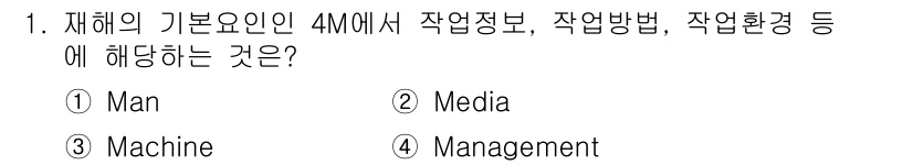 9급_지방직_공무원_안전관리론 2022년 1번 - 4M(Men, Machines, Materials, Methods) 모델... 에 관한 핵심 기출문제