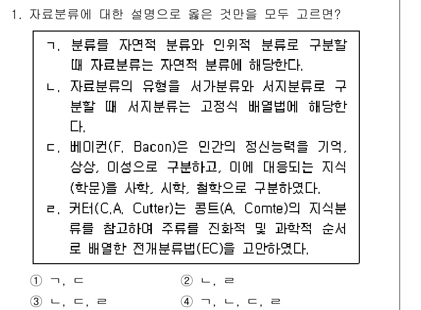 9급_지방직_공무원_자료조직개론 2022년 1번 - . 자료분류의 유형을 서브그룹별로 구분할 때, 내부적인 기준으로 배분하는... 에 관한 핵심 기출문제