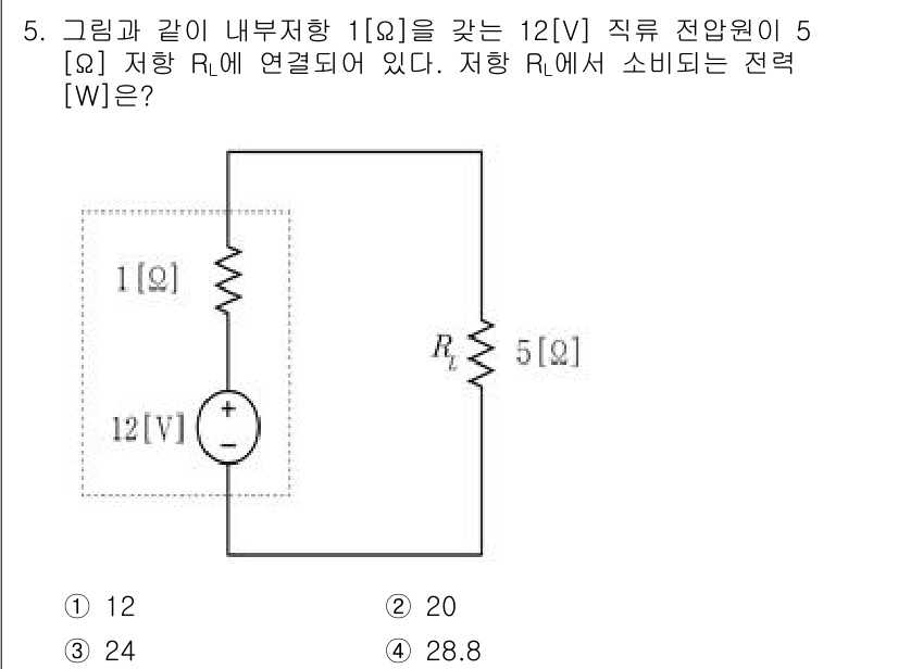 9급_지방직_공무원_전기이론 2022년 5번 - 주어진 회로에서 저항 \( R_L \)에 흐르는 전류를 구하기 위해 직렬... 에 관한 핵심 기출문제