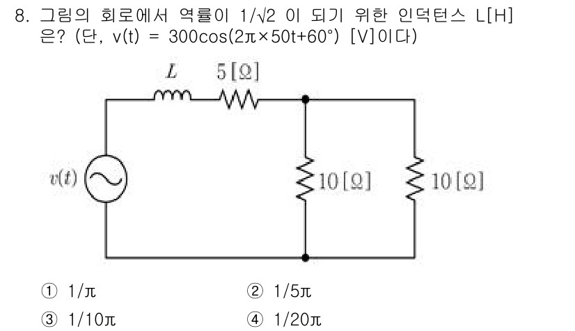 9급_지방직_공무원_전기이론 2022년 8번 - 인덕턴스 \( L \)을 구하기 위해서는 회로의 임피던스를 계산하고, 주... 에 관한 핵심 기출문제