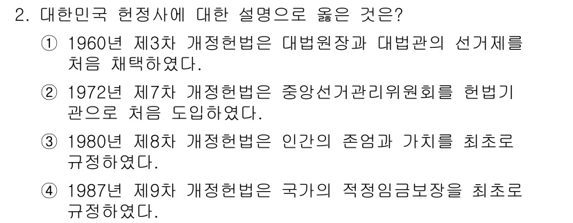 PSAT_헌법 2022년 2번 - 1960년 제3차 개정헌법은 대통령과 대법관의 선거제도를 도입하여 대표성... 에 관한 핵심 기출문제