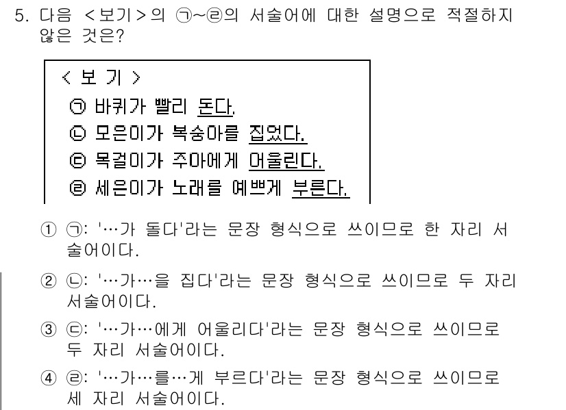 경찰공무원(순경)_국어 2021년 5번 - 정답 4번은 '세'에 대한 설명으로, '세'는 노래를 부르는 행위의 주체... 에 관한 핵심 기출문제