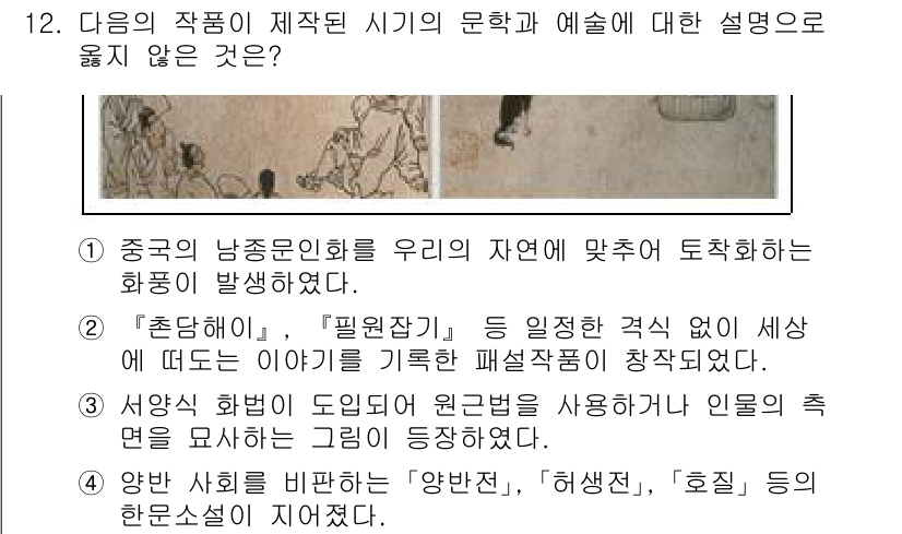 계리직공무원_한국사 2022년 12번 - . "필원강" 등 일정한 격식 없이 세상에 떠도는 이야기를 기록한 패선작... 에 관한 핵심 기출문제
