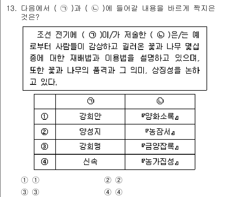 계리직공무원_한국사 2022년 13번 - . 조선 전기에서 조정이 저술한 "농사직설"은 농업과 관련된 지식을 정리... 에 관한 핵심 기출문제