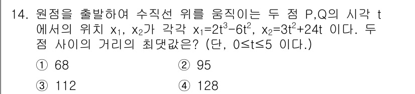 경찰공무원(순경)_수학 2021년 14번 - 주어진 점 \( P \)와 \( Q \)의 위치는 각각 \( x_1 = ... 에 관한 핵심 기출문제