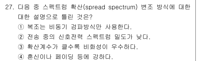 무선설비기사 2022년 27번 - 해당 자격증의 핵심 개념을 묻는 객관식 문제