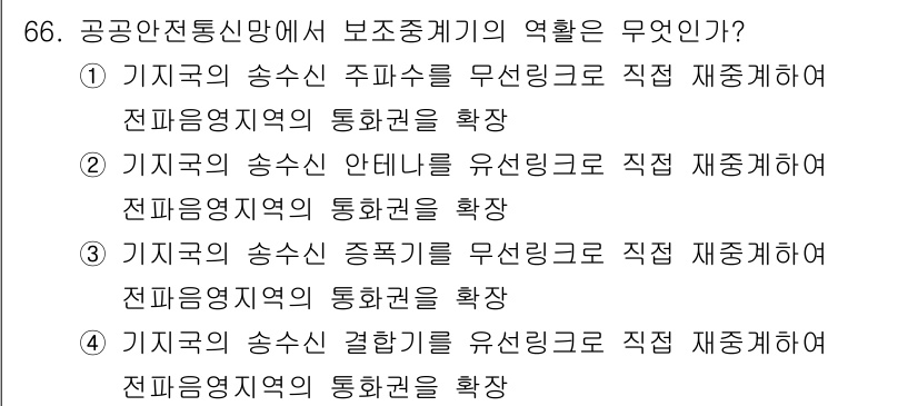 무선설비기사 2022년 66번 - 해당 자격증의 핵심 개념을 묻는 객관식 문제