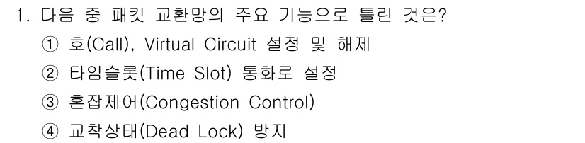 통신설비기능장 2022년 1번 - 타임슬롯은 패킷 교환망에서 다수의 사용자에게 시간적으로 구분된 통신 경로... 에 관한 핵심 기출문제