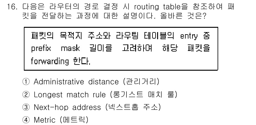 네트워크관리사_2급 2022년 18번 - 해당 자격증의 핵심 개념을 묻는 객관식 문제