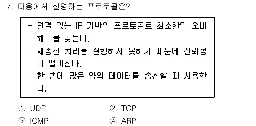 네트워크관리사_2급 2022년 7번 - 해당 자격증의 핵심 개념을 묻는 객관식 문제
