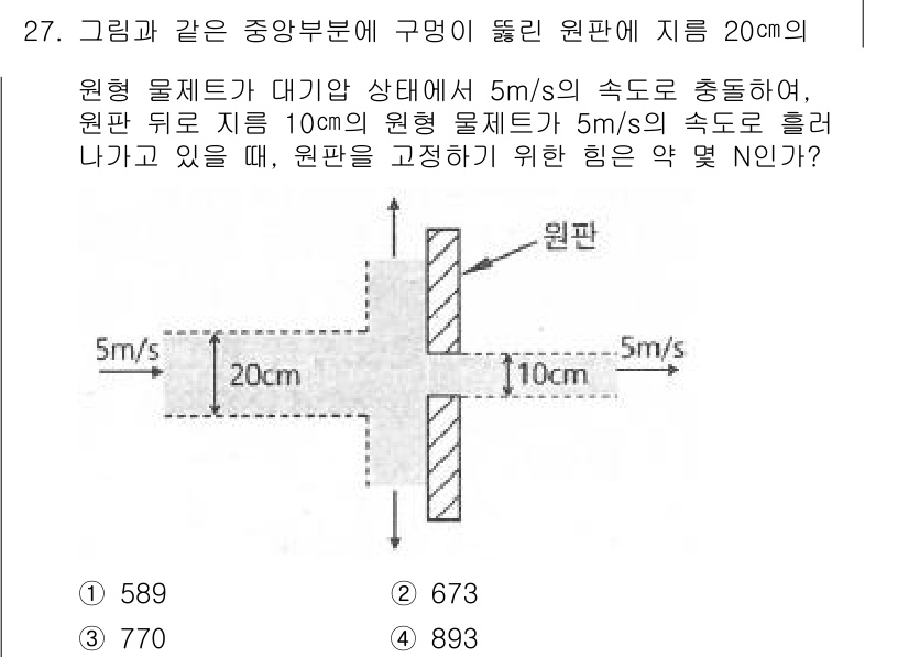 소방설비기사(기계분야) 2022년 27번 - 원판의 회전은 각속도와 관련이 있으며, 원판의 반지름에 비례하는 원심력이... 에 관한 핵심 기출문제