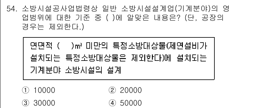 소방설비기사(기계분야) 2022년 55번 - 이유: 소방설비기사(기계분야)에서는 특정 소방대상물의 설치 기준을 따릅니... 에 관한 핵심 기출문제