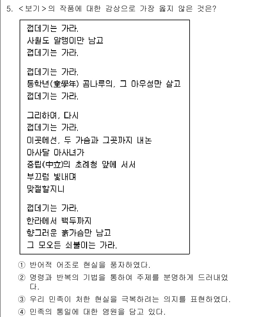 9급_지방직_공무원_서울시_국어 2022년 5번 - "께르기다"는 '과일이 잘 익어 매우 달다'라는 의미로, 제시된 문장에서... 에 관한 핵심 기출문제