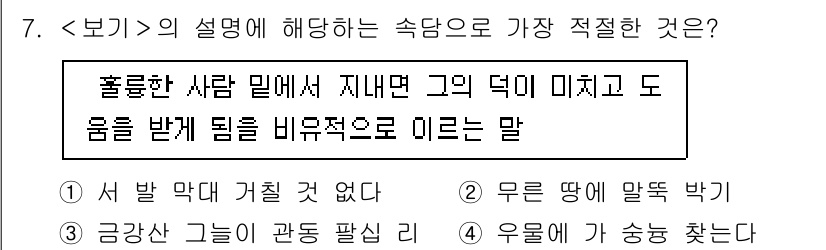 9급_지방직_공무원_서울시_국어 2022년 7번 - "우물이 나면 땔감이 생긴다"는 비유적 표현으로, 좋은 결과가 있을 때 ... 에 관한 핵심 기출문제