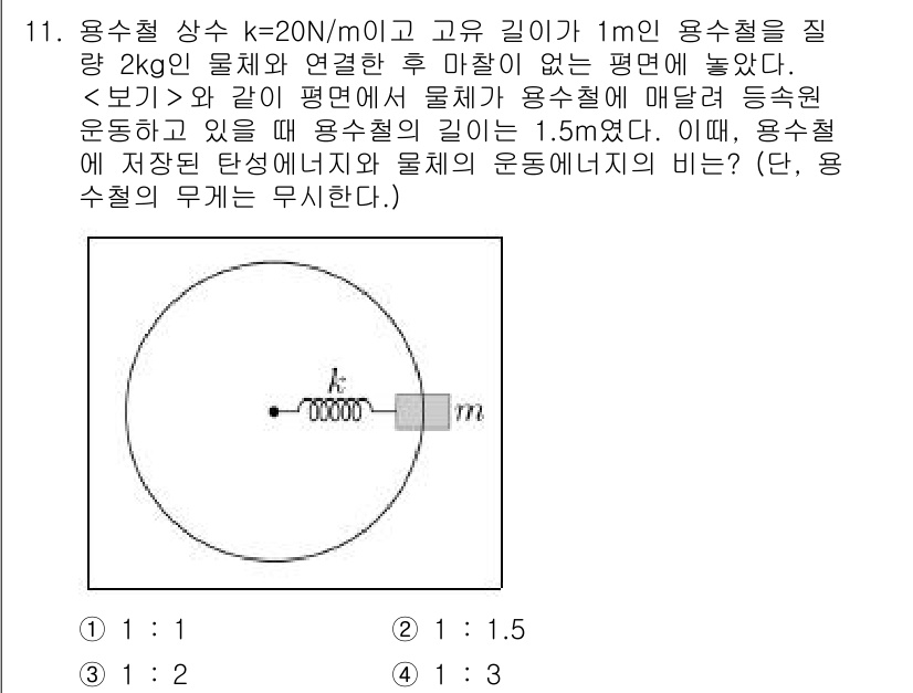 9급_지방직_공무원_서울시_물리 2022년 11번 - 용수철의 힘은 후크의 법칙에 따라 \( F = k \cdot x \)로 ... 에 관한 핵심 기출문제