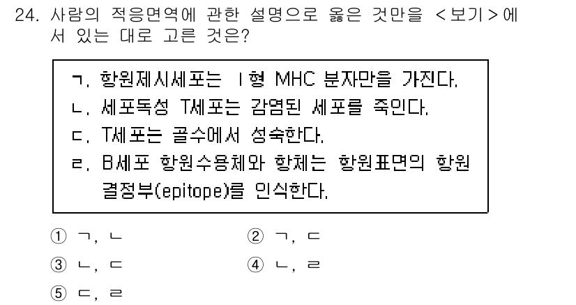 변리사_1차(3교시) 2023년 24번 - 항원-항체 반응에서 B세포의 활성화는 두 가지 주요 сигнал에 의해 ... 에 관한 핵심 기출문제