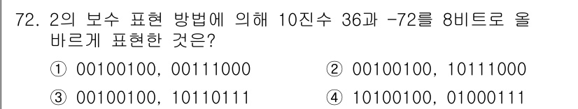 통신선로산업기사(통합편입) 2023년 72번 - 정답 2번인 이유는 10진수 36을 2진수로 변환하면 100100입니다.... 에 관한 핵심 기출문제