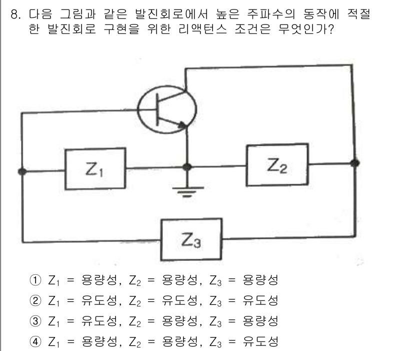 방송통신기사(구) 2017년 8번 - 문제에서 주어진 회로에서 두 개의 임피던스 \(Z_1\)과 \(Z_2\)... 에 관한 핵심 기출문제