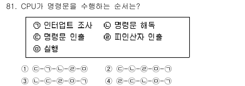 방송통신기사 2017년 83번 - CPU가 명령을 수행하는 순서는 명령어를 fetch(가져오기), deco... 에 관한 핵심 기출문제