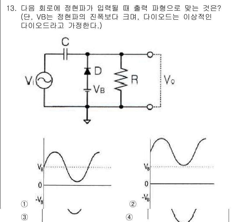 방송통신산업기사(구) 2016년 13번 - 다이오드는 순방향에 있을 때 전류가 흐르는 반면, 역방향에서는 흐르지 않... 에 관한 핵심 기출문제