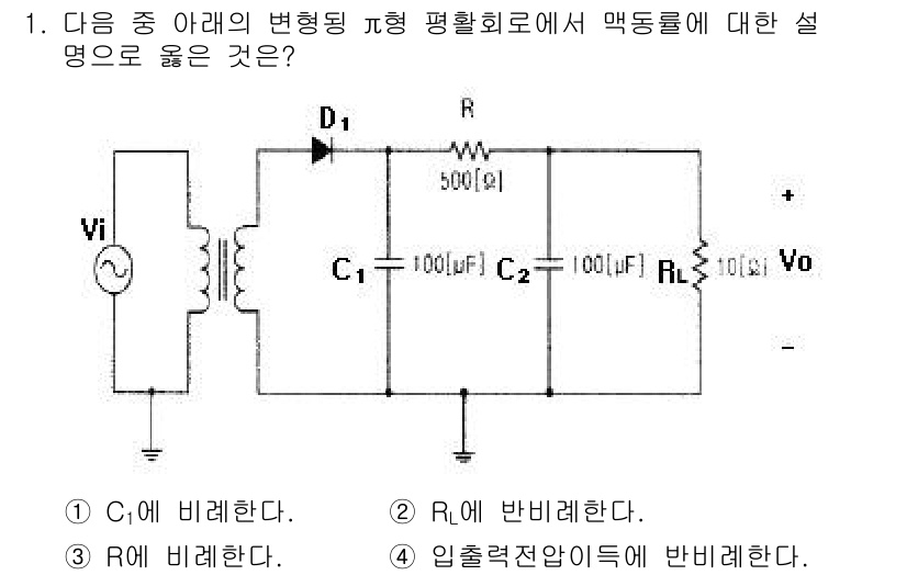 방송통신산업기사(구) 2018년 1번 - 회로에서 C1과 C2는 평행으로 연결되어 있어 서로의 영향으로 전압이 동... 에 관한 핵심 기출문제