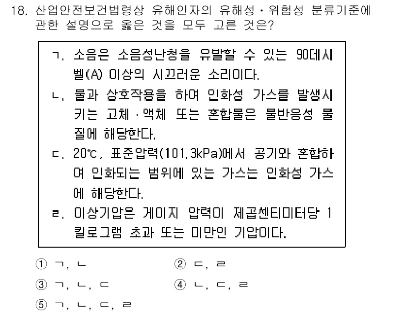 산업보건지도사 2023년 18번 - 소음은 소음의 심각성을 유발할 수 있는 90데시벨(A) 이상 시끄러운 소... 에 관한 핵심 기출문제