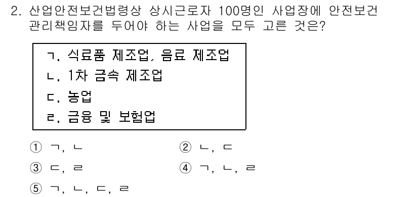 산업보건지도사 2023년 2번 - . 왜냐하면 식품 제조업, 음료 제조업, 1차 금속 제조업은 모두 산업 ... 에 관한 핵심 기출문제