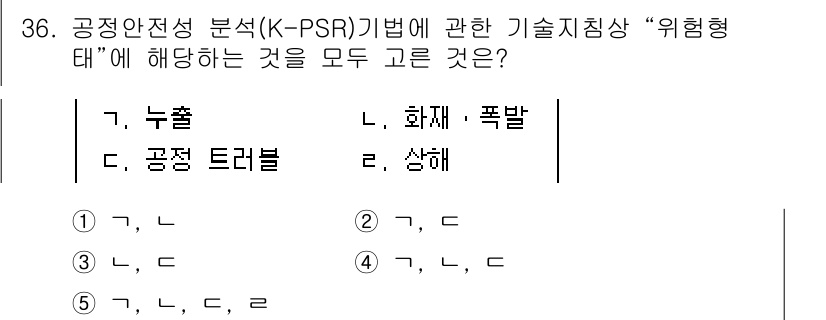 산업안전지도사 2023년 36번 - . 정답인 이유는 K-PSR의 목적이 공정안전사고를 예방하기 위한 위험 ... 에 관한 핵심 기출문제