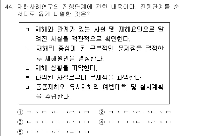 산업안전지도사 2023년 44번 - . 

해설: 재해 요인은 재해 발생의 근본적인 원인으로, 예방을 위해서... 에 관한 핵심 기출문제