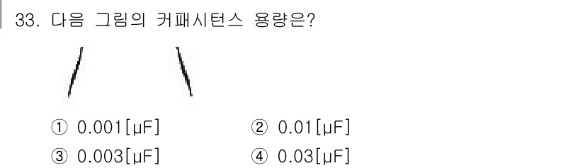 육상무선통신사 2022년 33번 - 문제에서 제공된 그림의 커패시턴스 용량을 정확히 판단하기 위해서는 전극 ... 에 관한 핵심 기출문제