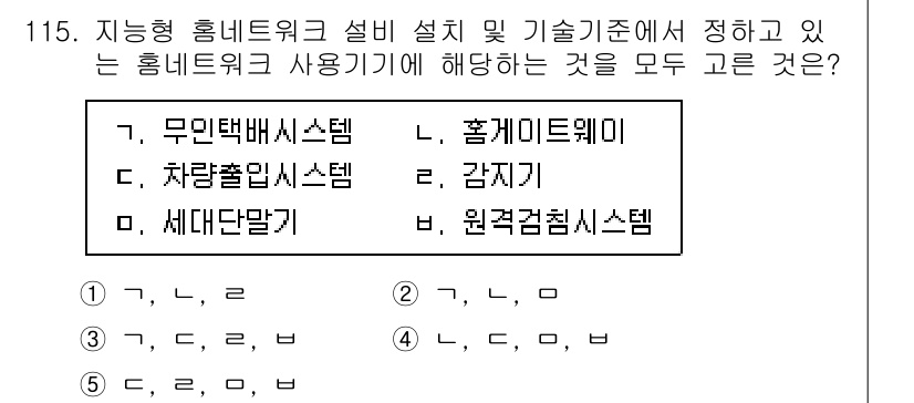 주택관리사보_1차 2023년 115번 - 정답은 3번, 세대달력입니다. 홈네트워크 시스템에서 세대 달력은 각 세대... 에 관한 핵심 기출문제