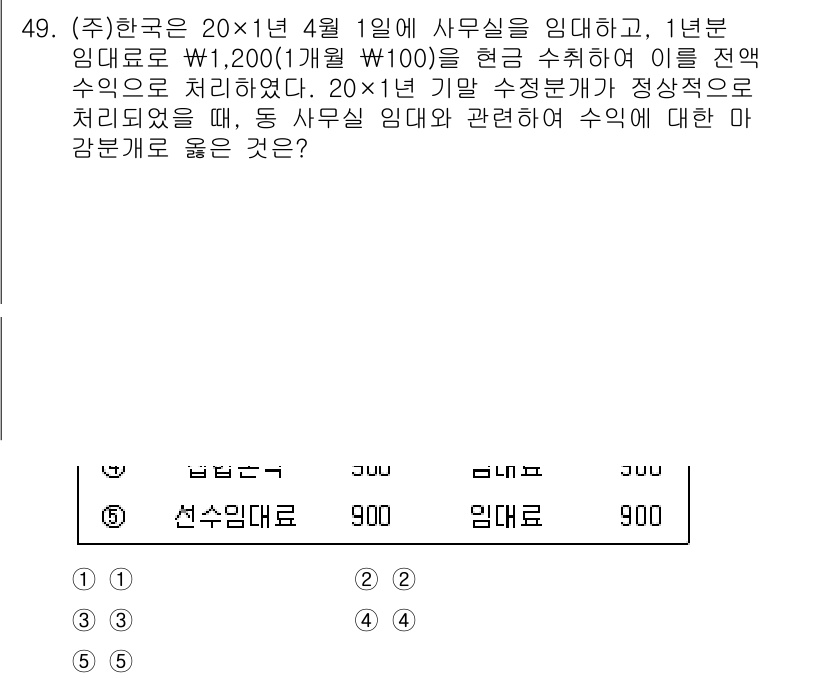 주택관리사보_1차 2023년 49번 - 문제에서 주어진 내용에 따르면, 임대료 수입은 1년 1월 1일부터의 현금... 에 관한 핵심 기출문제