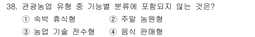 관광통역안내사_1교시(구) 2023년 38번 - 관광업 유형 중 기능별 분류에는 숙박, 음식, 농업 관련 항목이 포함되지... 에 관한 핵심 기출문제