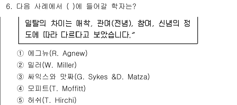 청소년상담사_1급(2교시) 2023년 6번 - 허쉬(H. Irch) 이론은 청소년의 발달 단계에 따라 적합한 상담 접근... 에 관한 핵심 기출문제
