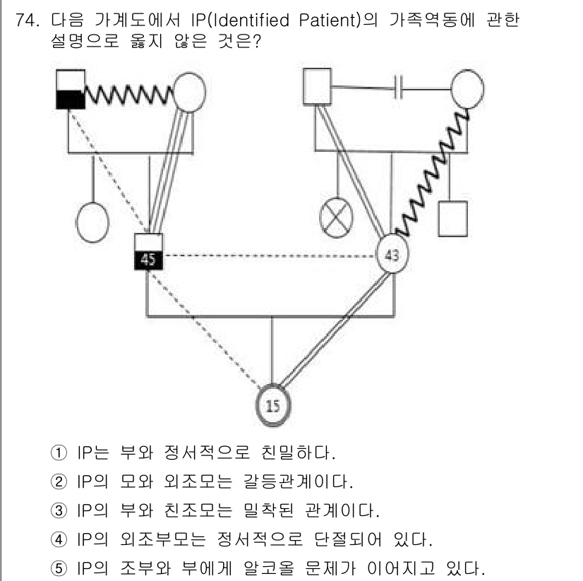 청소년상담사_2급(2교시)(구) 2023년 74번 - 주어진 선택지는 IP(Identified Patient)와 그 가족 역동... 에 관한 핵심 기출문제