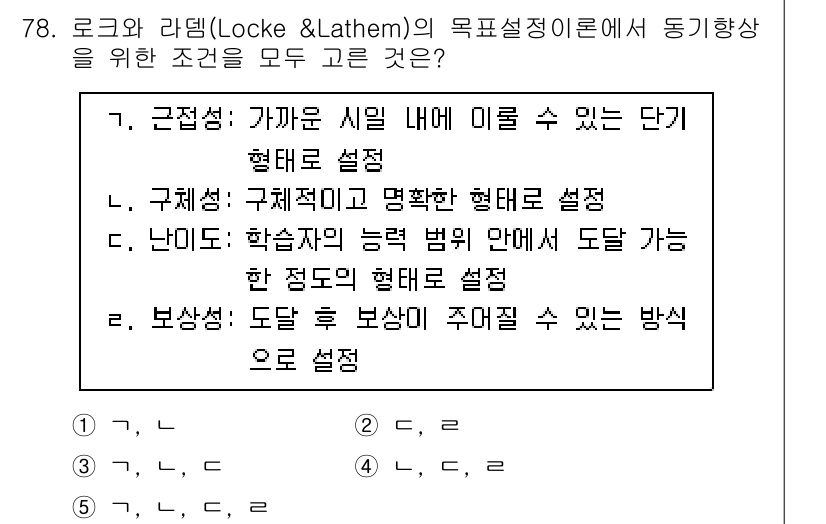 청소년상담사_2급(2교시) 2023년 78번 - 3번은 보상상: 도달 후 보상이 주어질 수 있는 방식으로 설정하는 것으로... 에 관한 핵심 기출문제