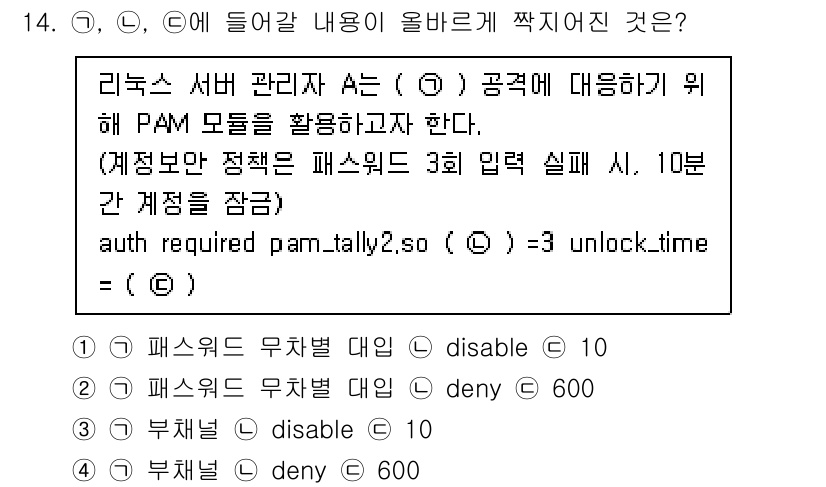 정보보안기사 2020년 14번 - 주어진 내용은 PAM(Pluggable Authentication Mod... 에 관한 핵심 기출문제