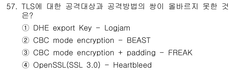 정보보안기사 2020년 57번 - 정답은 3번 CBC mode encryption + padding - F... 에 관한 핵심 기출문제
