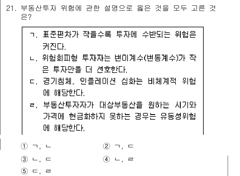공인중개사_1차 2023년 21번 - 부동산 투자자는 시장 변화나 투자 대상의 가치 변화 시기에 따라 투자 결... 에 관한 핵심 기출문제