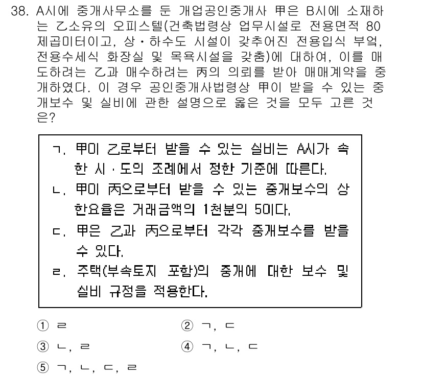 공인중개사_2차 2022년 38번 - 4번이 정답인 이유는, A씨가 B씨에게 제공한 정보는 상업적인 목적이 아... 에 관한 핵심 기출문제