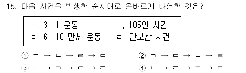 국내여행안내사_1차 2023년 15번 - 질문에서 주어진 사건의 순서를 분석하면, 3-1 사건과 6-10 사건의 ... 에 관한 핵심 기출문제