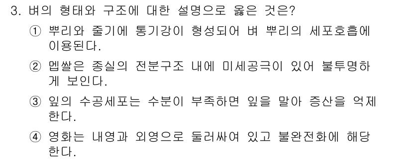 9급_국가직_공무원_식용작물 2023년 3번 - 버의 형태와 구조에 대한 설명으로 올바른 것은 1번입니다. 뿌리와 줄기가... 에 관한 핵심 기출문제