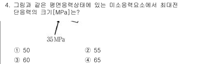 9급_국가직_공무원_응용역학개론 2023년 4번 - 문제에서 주어진 미소응력 요소의 최대 전단응력은 평면응력 상태에서 다음 ... 에 관한 핵심 기출문제