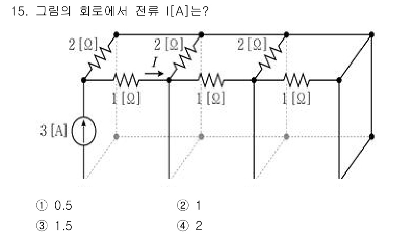 9급_국가직_공무원_전기이론 2023년 15번 - 회로에서 각 저항의 병렬 및 직렬 연결을 고려해야 합니다. 먼저, 두 2... 에 관한 핵심 기출문제
