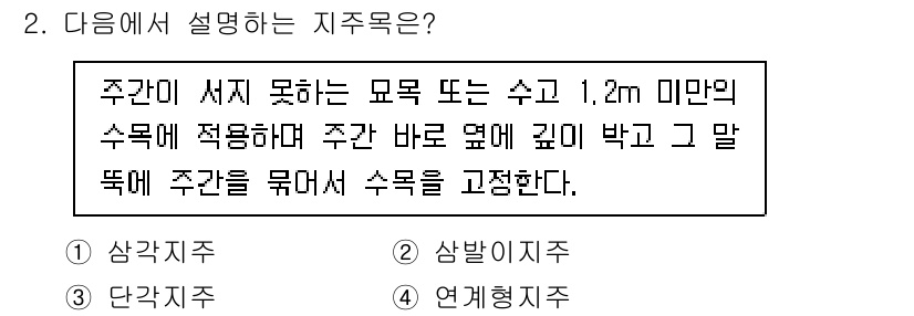 9급_국가직_공무원_조경학 2023년 2번 - 주간이 서지 못하는 조건은 수목의 생육에 영향을 미치는 요소로, 1.2m... 에 관한 핵심 기출문제
