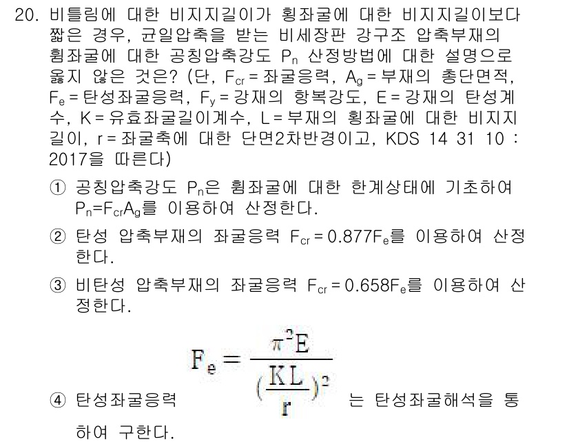 9급_국가직_공무원_토목설계 2023년 21번 - 해당 자격증의 핵심 개념을 묻는 객관식 문제