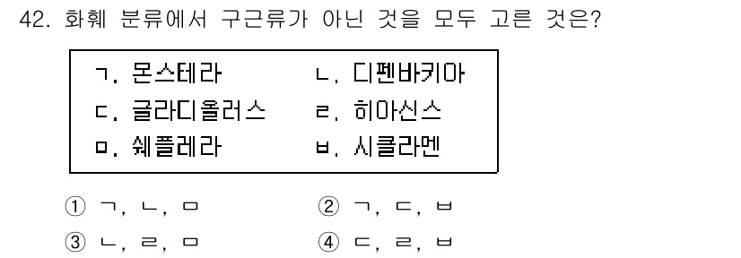 농산물품질관리사_1차 2023년 42번 - 모든 선택지 중 '모노스테라'와 '글리콜리레스'는 구균 형태의 세포로, ... 에 관한 핵심 기출문제